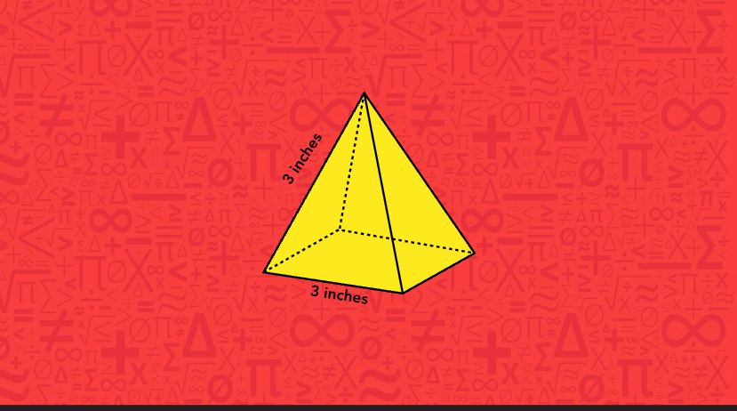 A geometric net of a pyramid with all edges measuring 3 inches