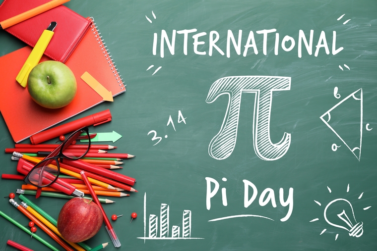 International Pi Day written on a schoolboard