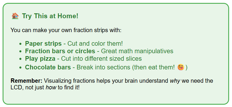 Making fraction strips at home