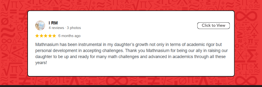 A positive review from a parent about Mathnasium of La Jolla.
