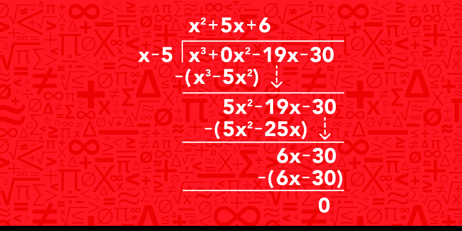 Long division of polynomials solved example 3