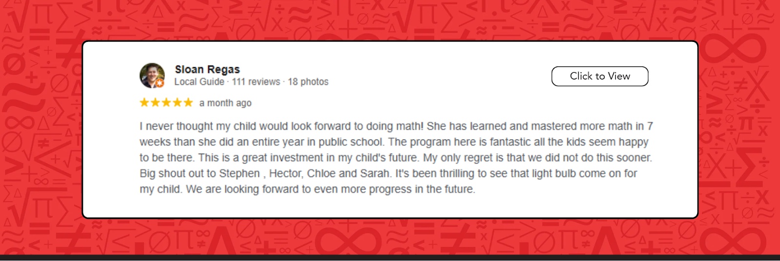 A positive review about Mathnasium of Richardson West.