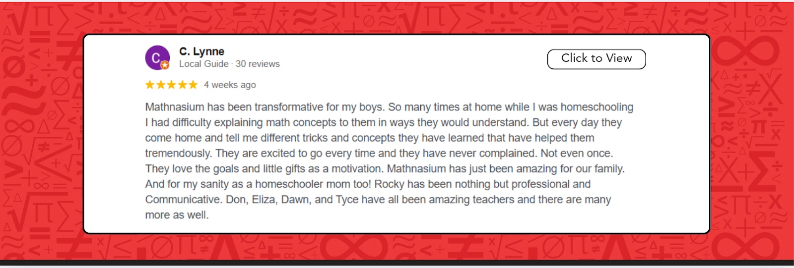 A positive review about Mathnasium of Queen Creek from a parent.