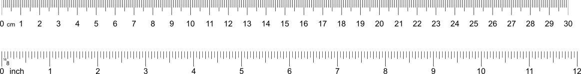 A ruler with inches and centimeters
