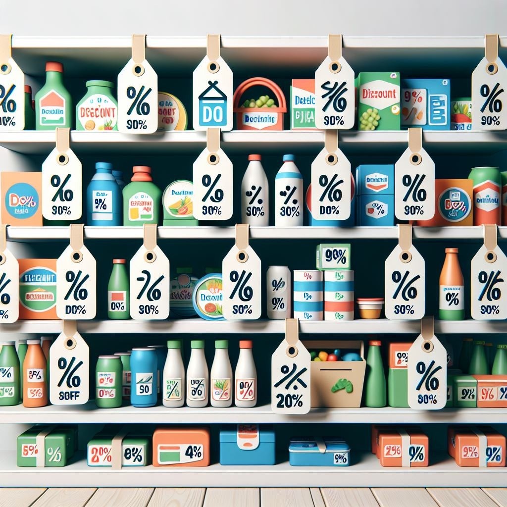 Illustration of a discounted shelf at the store.