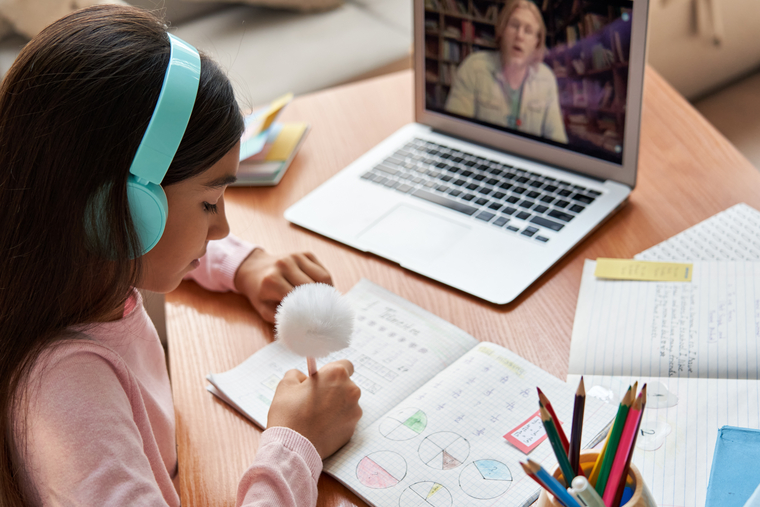 Student receiving personalized, one-on-one support from an online math tutor
