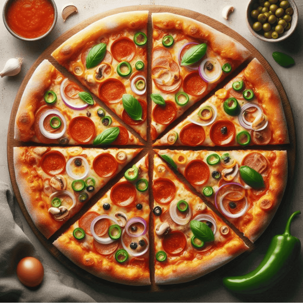 Graphic image of a pizza pie.