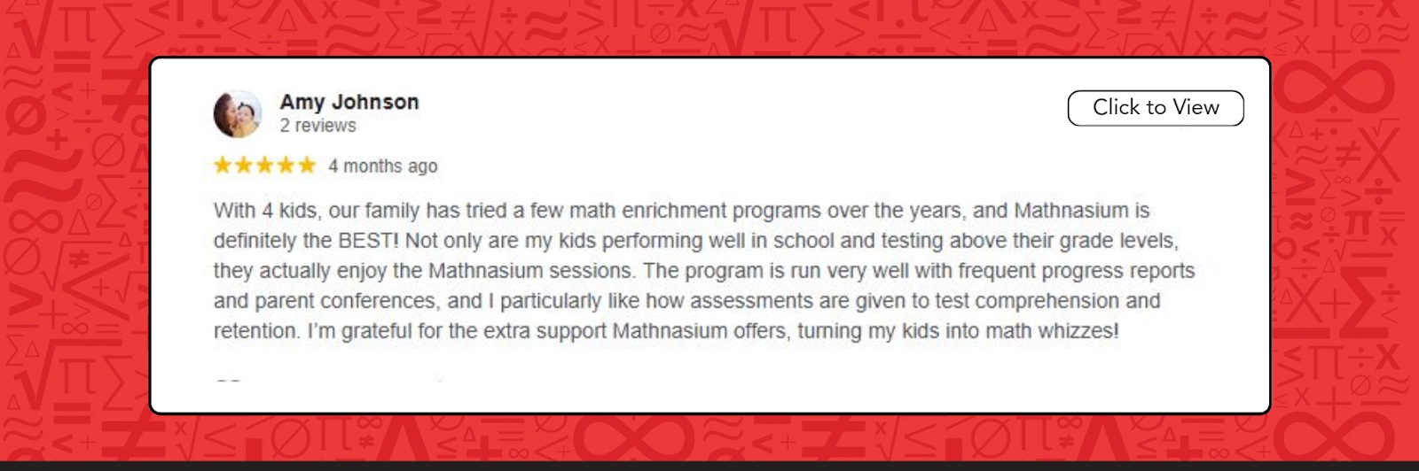 A positive review of Mathnasium of La Costa.