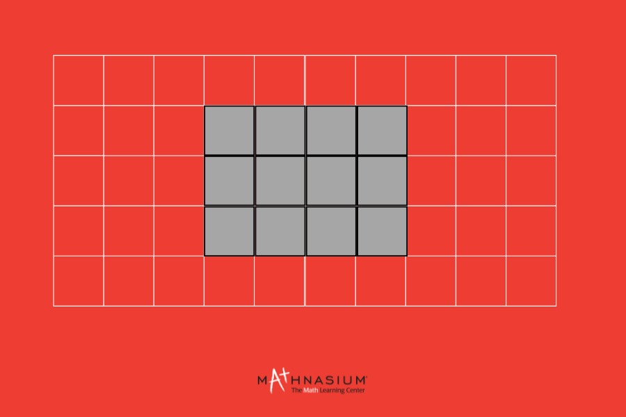 Area of a rectangle illustrated on a grid.
