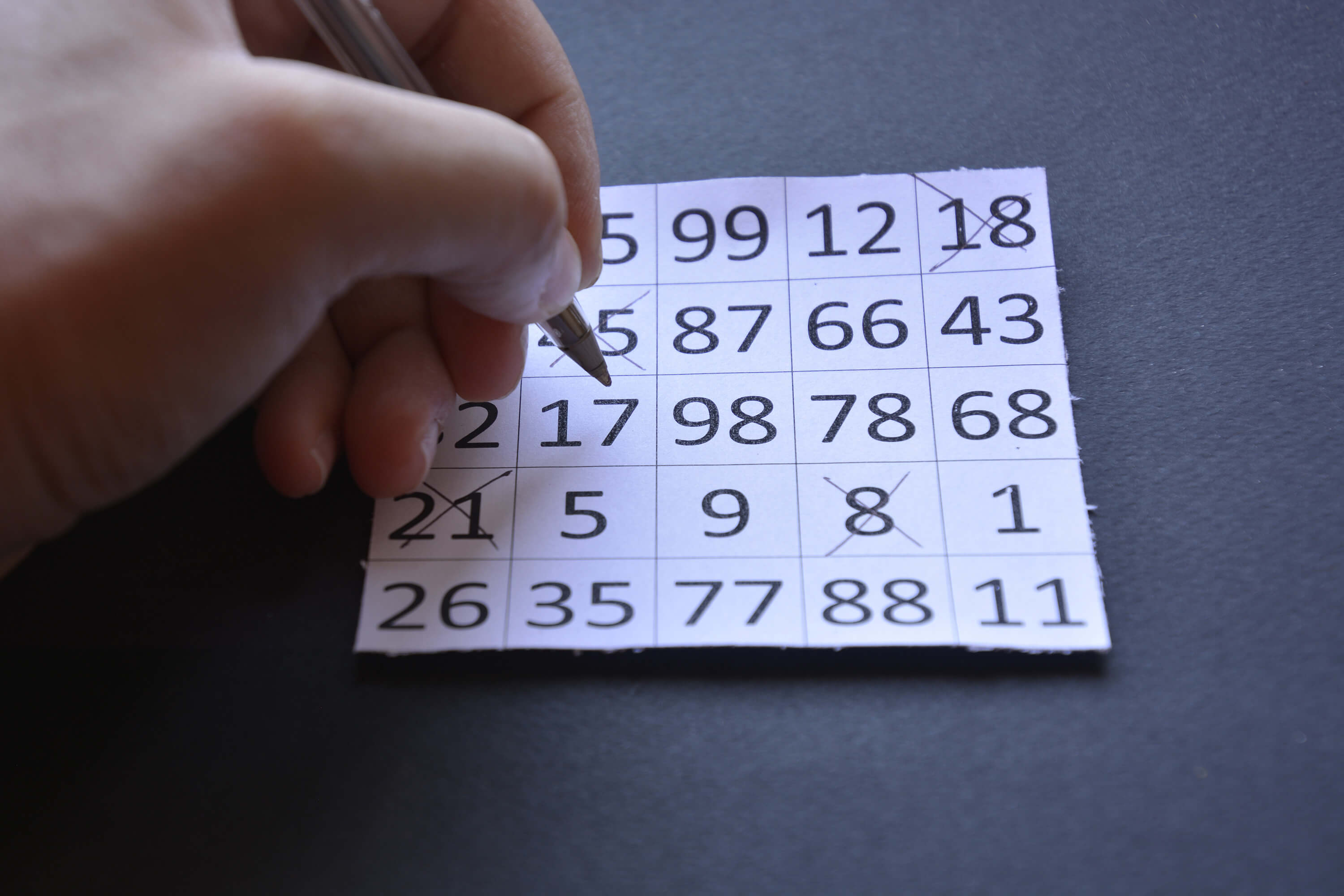 Math bingo card