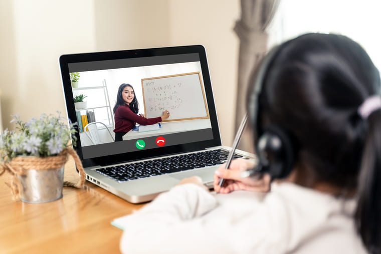 A middle school student attending a personalized math tutoring session online, revisiting the missed conceppts