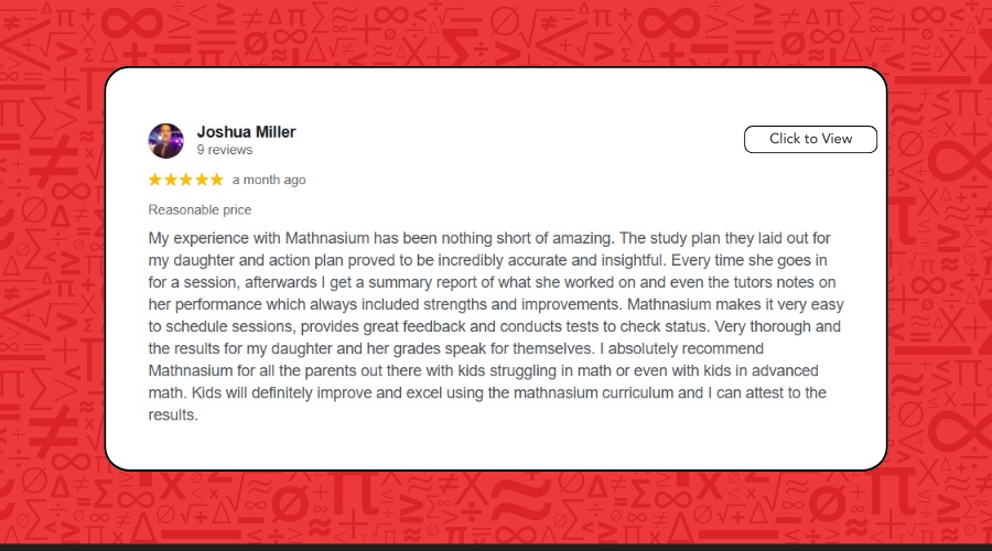 Positive review of Mathnasium of Parker from a parent.
