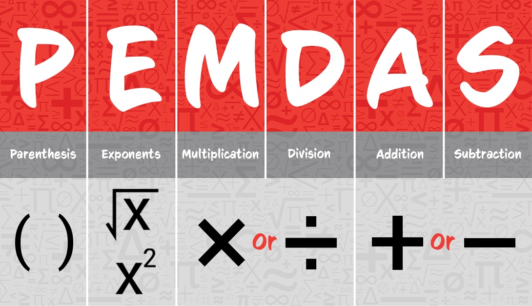 PEMDAS: Parenthesis, exponents, multiplication, division, addition, subtraction.