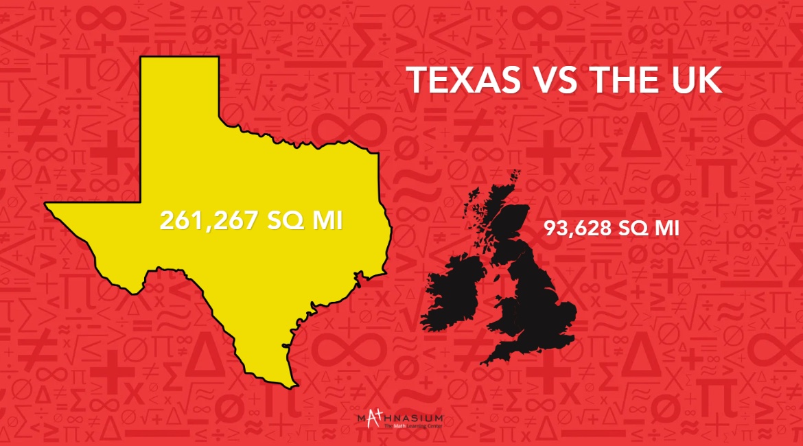 A visual representation of how Texas is bigger than the UK.