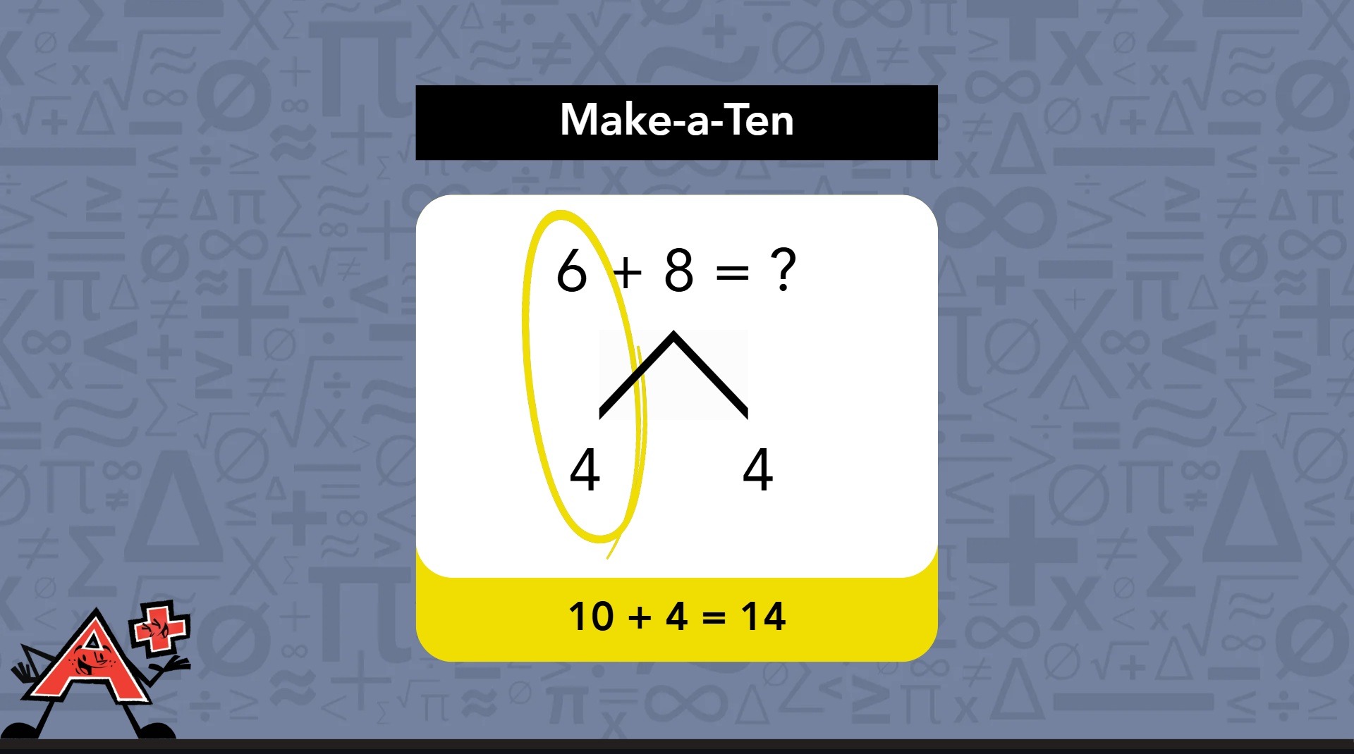 Visual of the Make Ten Ten math game interface, featuring numbered tiles arranged for players to solve math challenges.