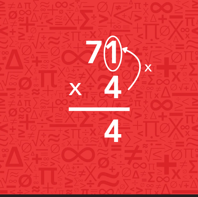 Math equation displayed on a red background, featuring various mathematical symbols and operations.