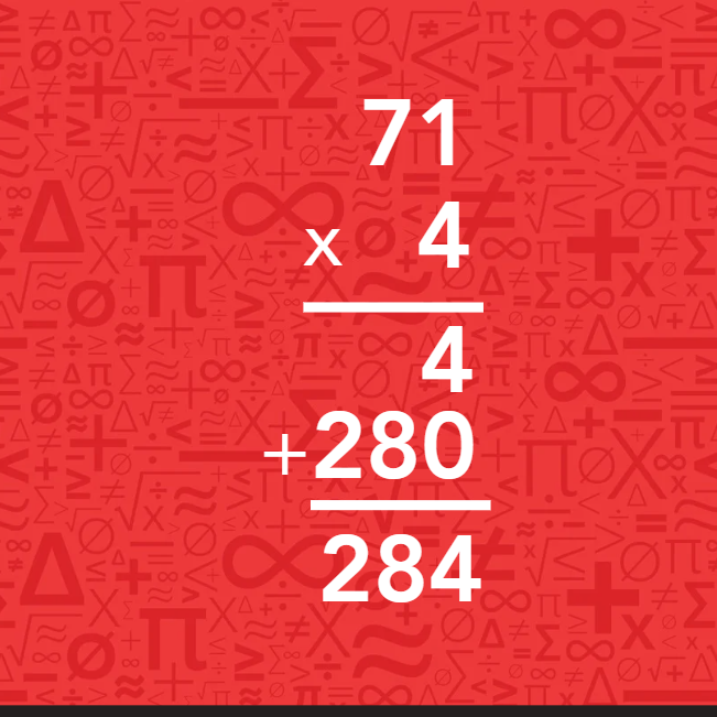 Math equation displayed on a red background, featuring various mathematical symbols and operations.