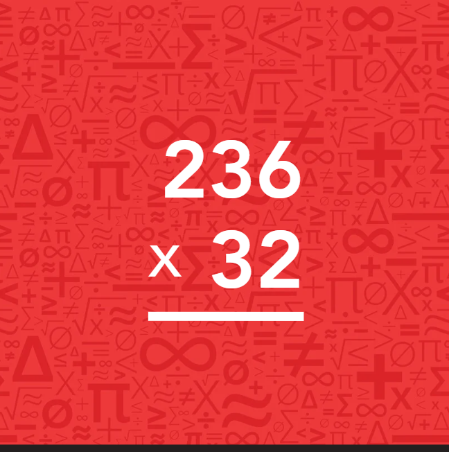 Math equation displayed on a red background, featuring various mathematical symbols and operations.