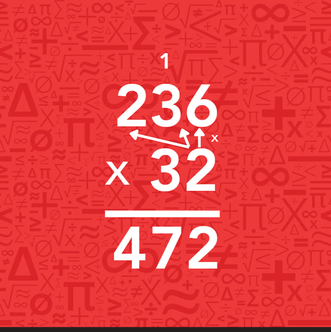 Math equation displayed on a red background, featuring various mathematical symbols and operations.