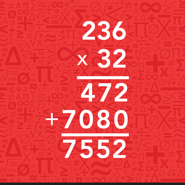 Math equation displayed on a red background, featuring various mathematical symbols and operations.