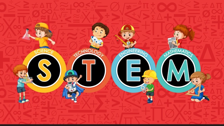 A group of children encircles the word 