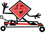 Animated red diamond on a skateboard.