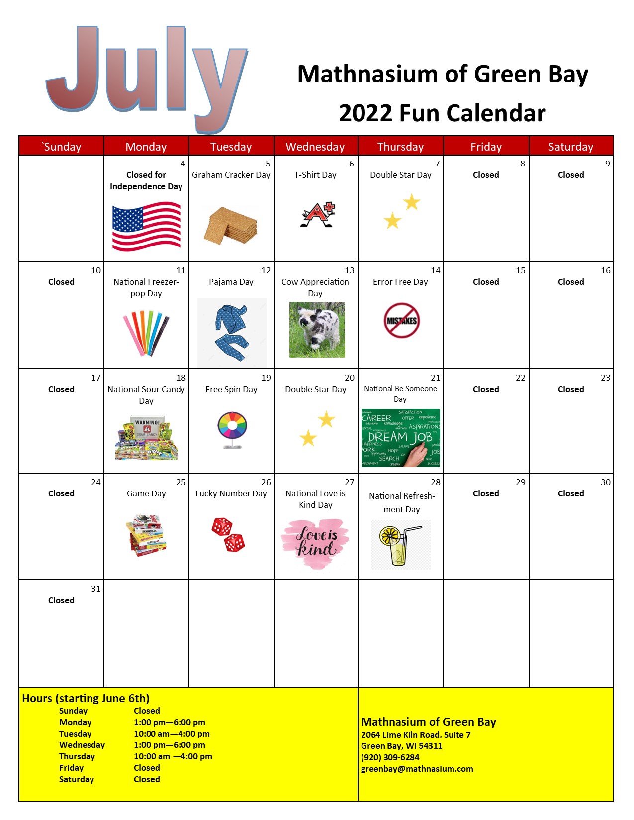 July 2022 Fun Calendar
