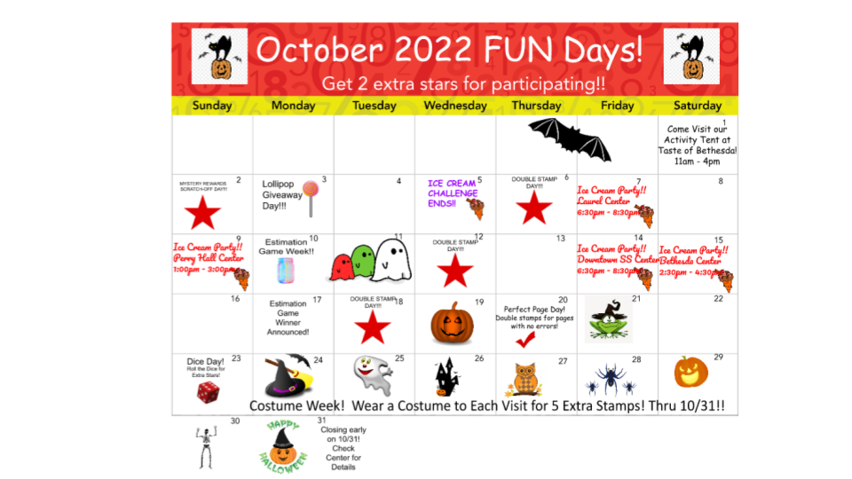 October FUN Days Calendar!