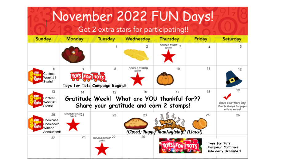 November FUN Days Calendar