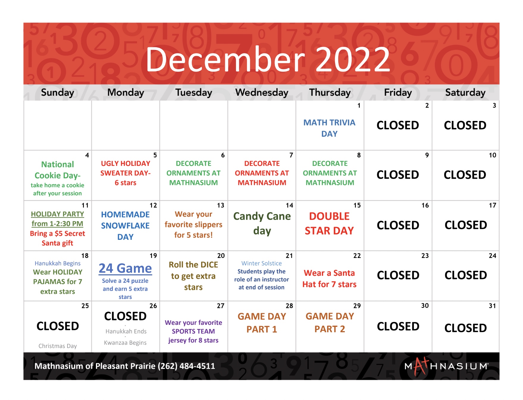 December 2022 calendar