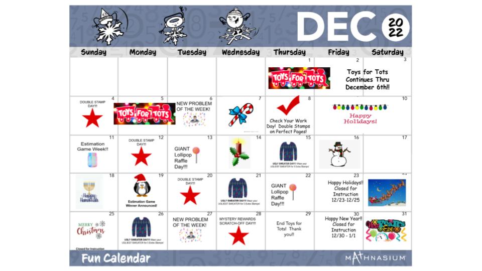 December FUN Days Calendar is HERE!!