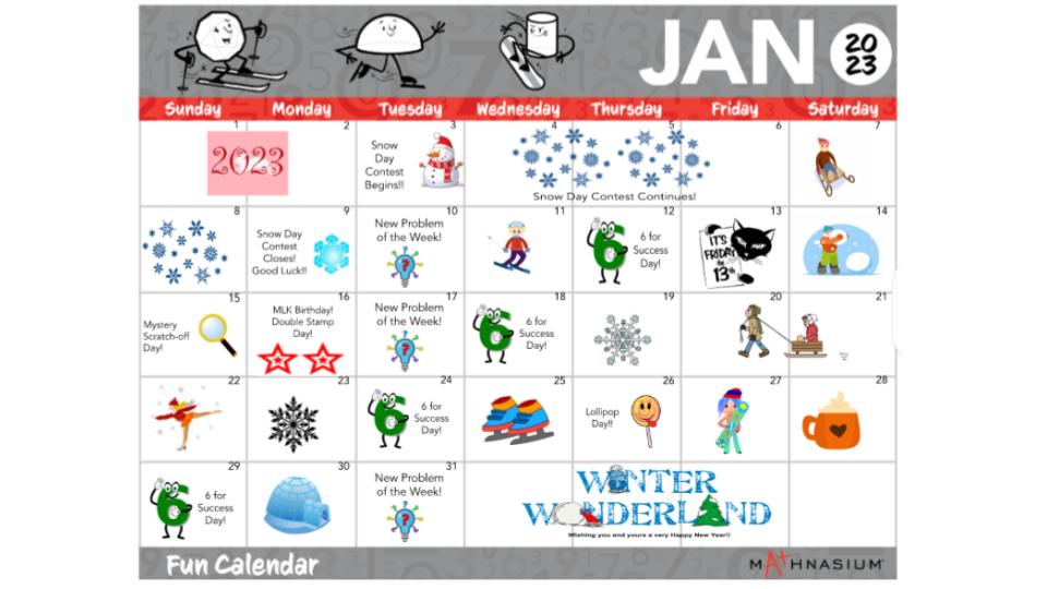 January FUN Days Calendar