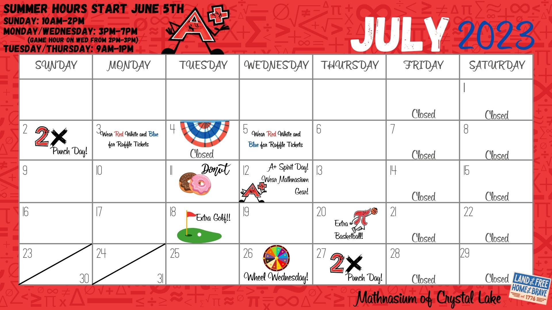 July Fun Calendar