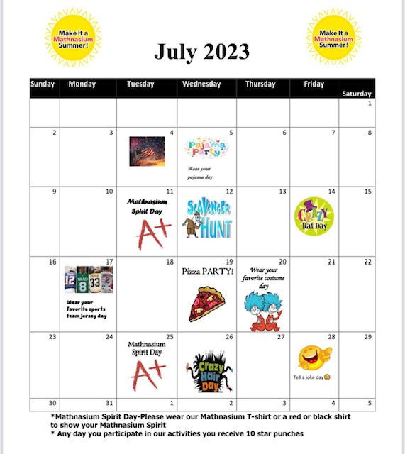 Summer Fun Calendar