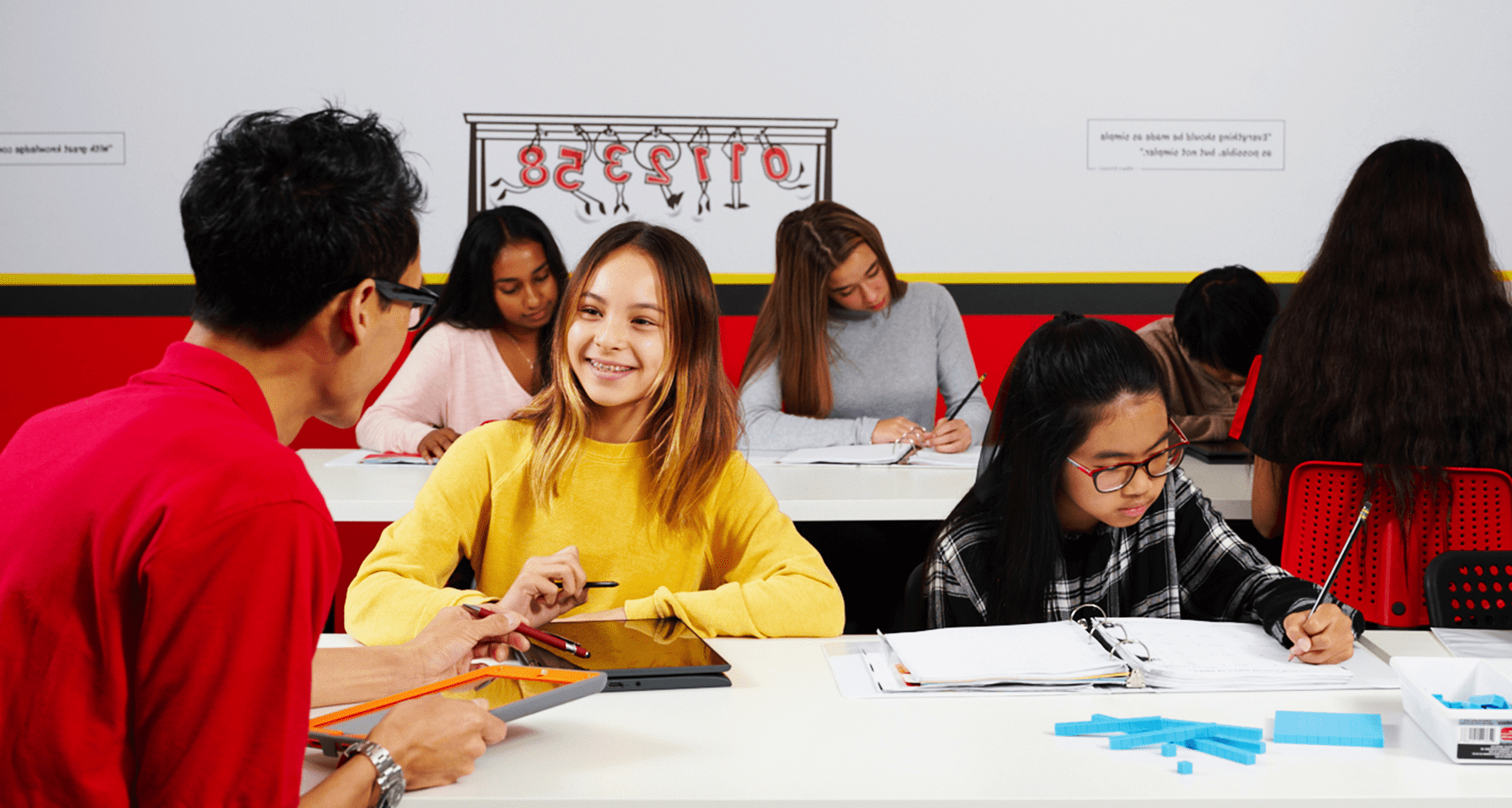Student getting step-by-step math help from tutor
