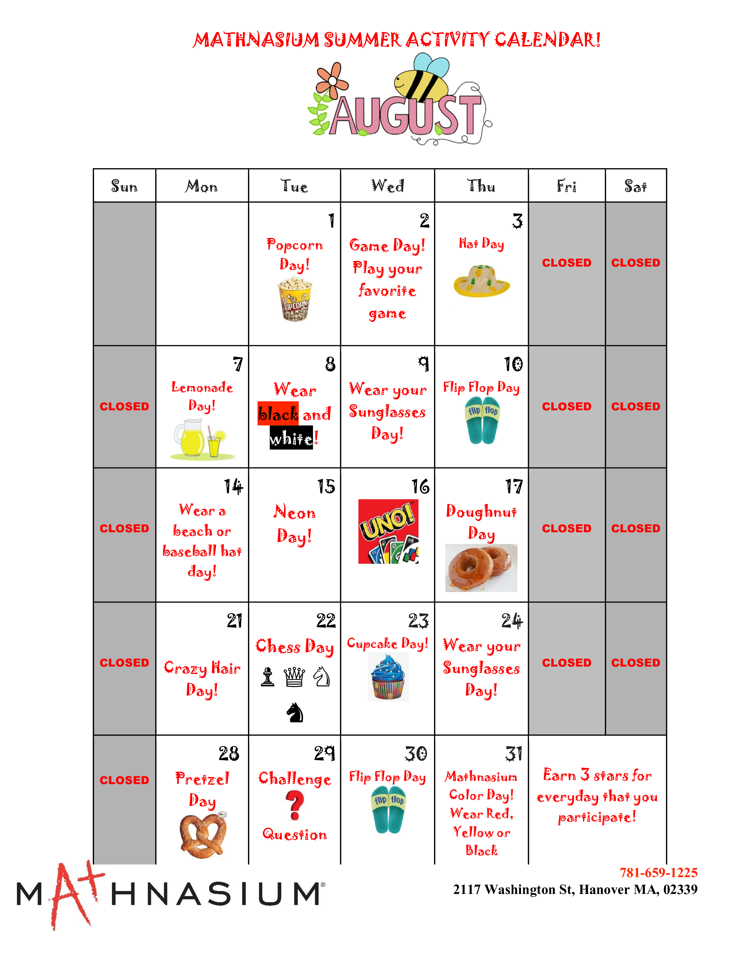 August 2023 Activities Calendar!