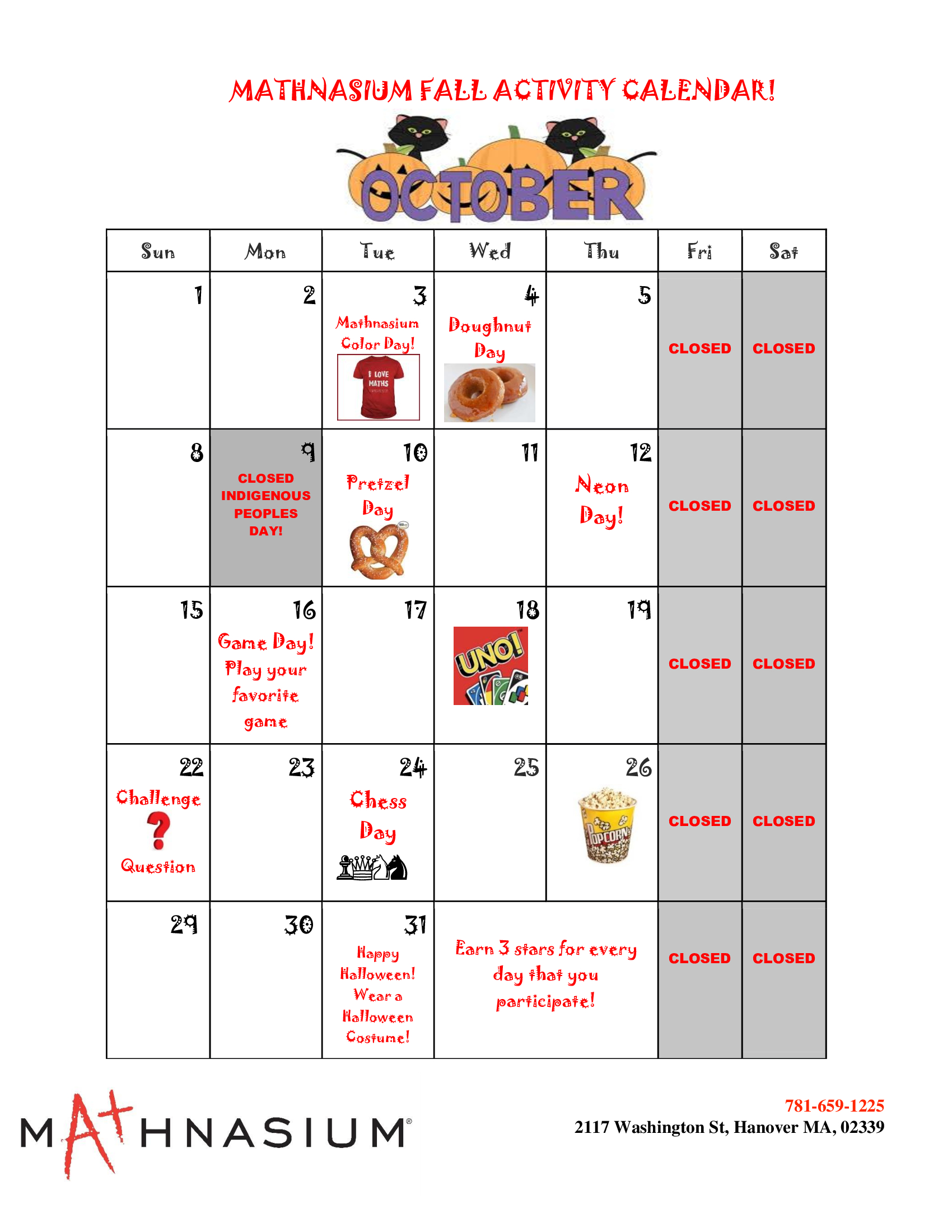 October 2023 Activities Calendar!