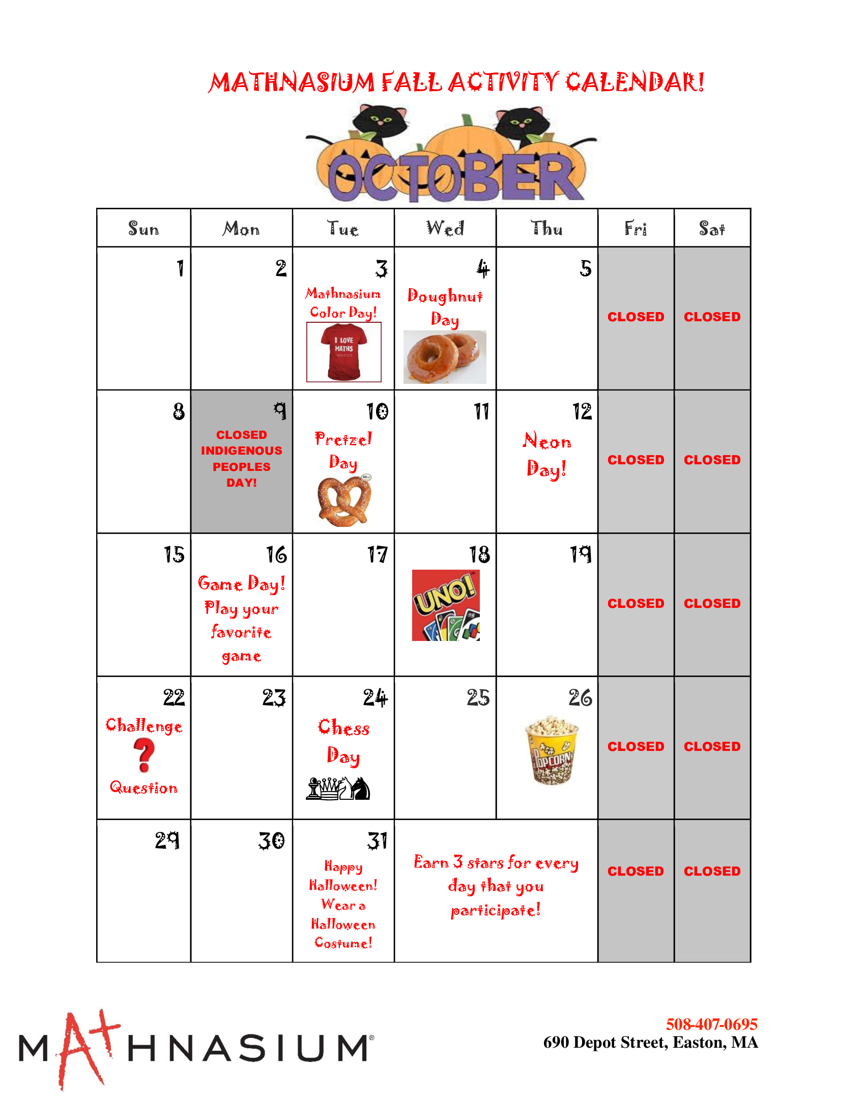 October Activities Calendar!