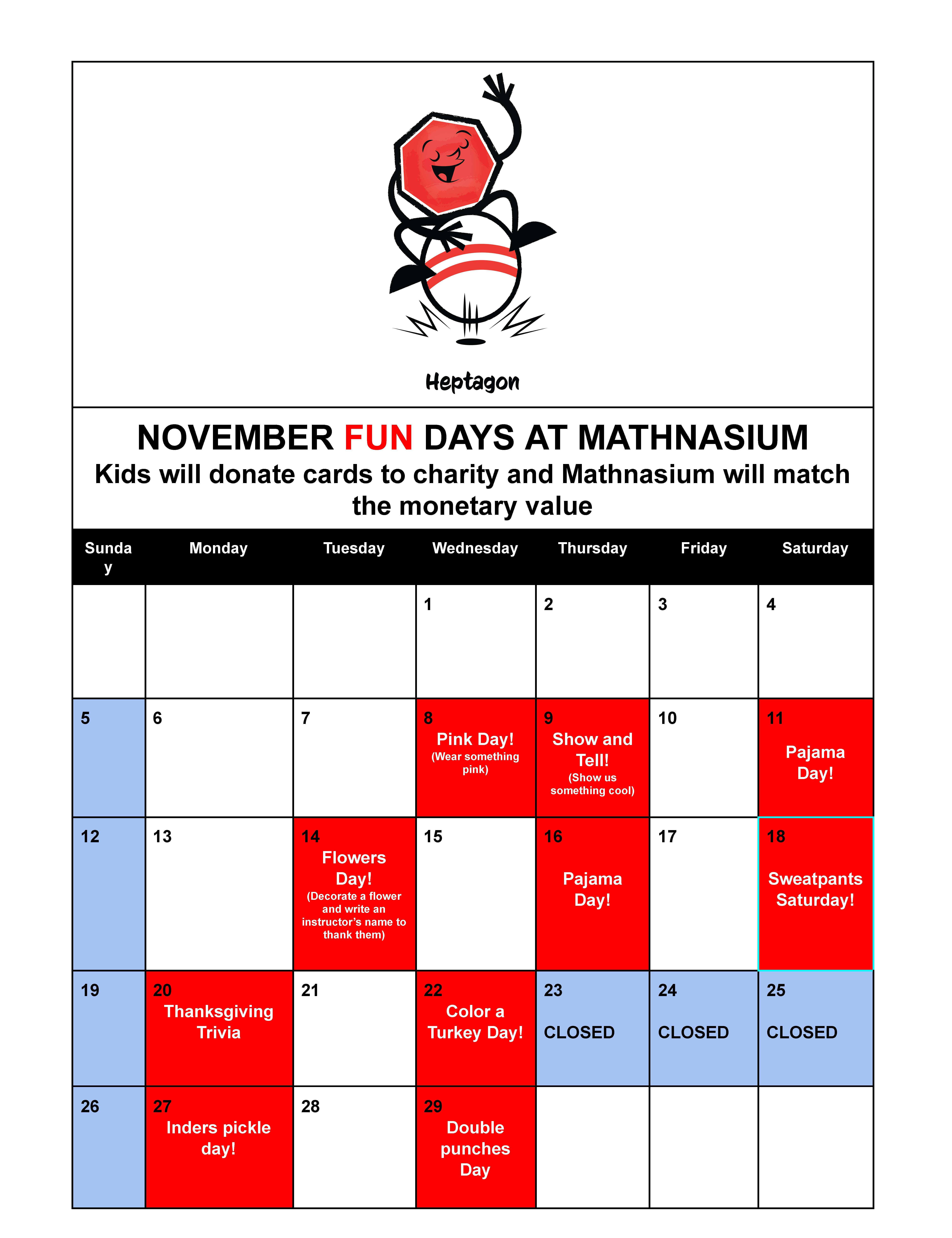 November 2023 Fun Calendar