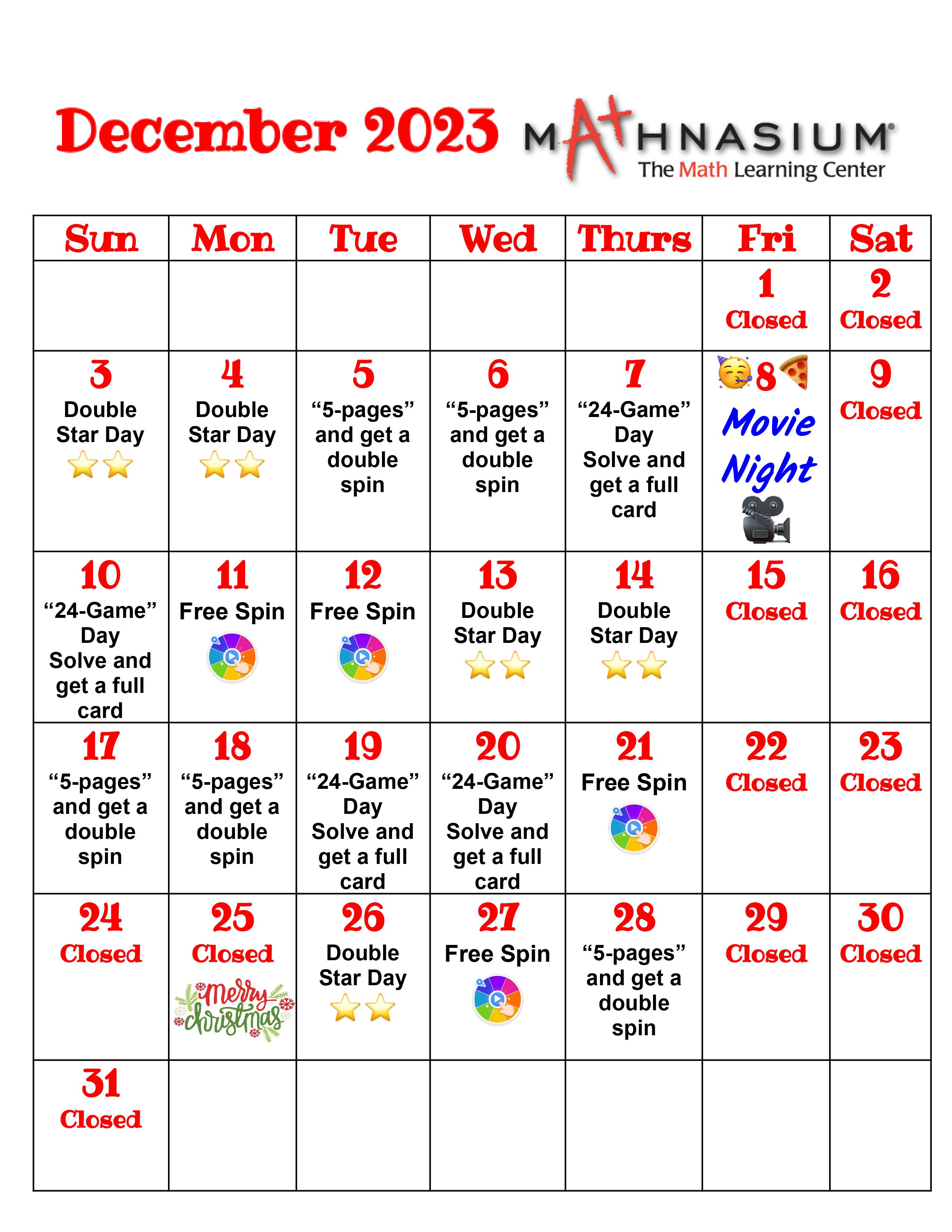 Monthly Fun Calendar