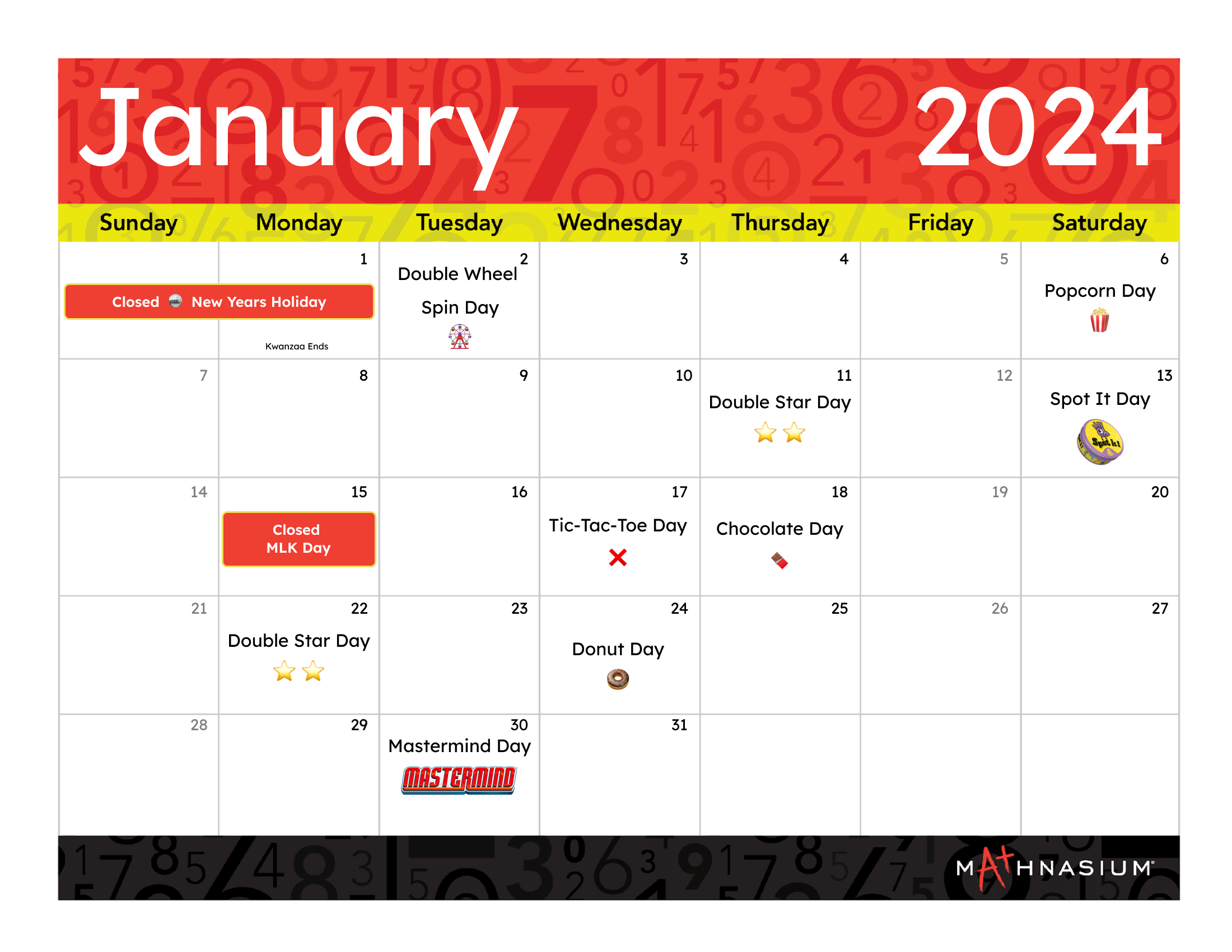 January Events Calendar