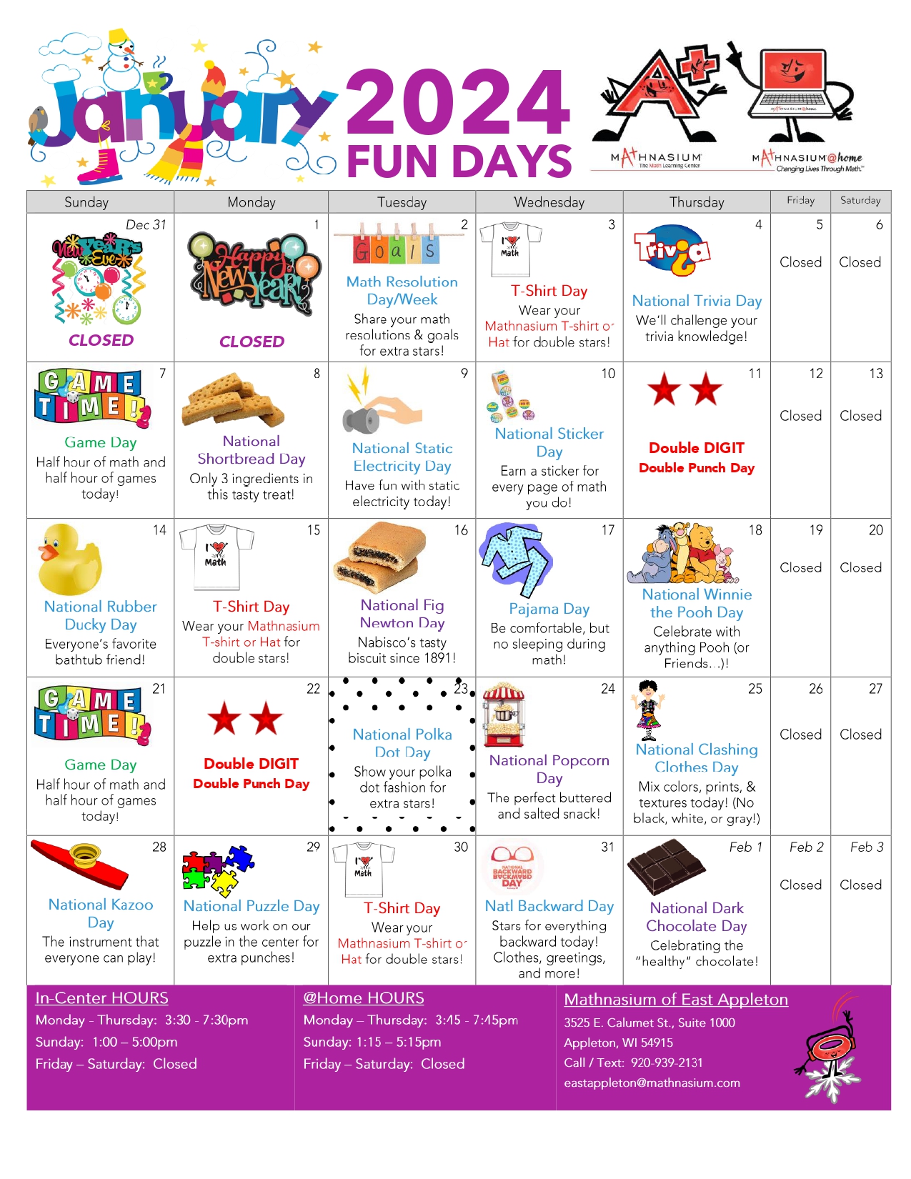 Monthly Fun Calendar - JANUARY