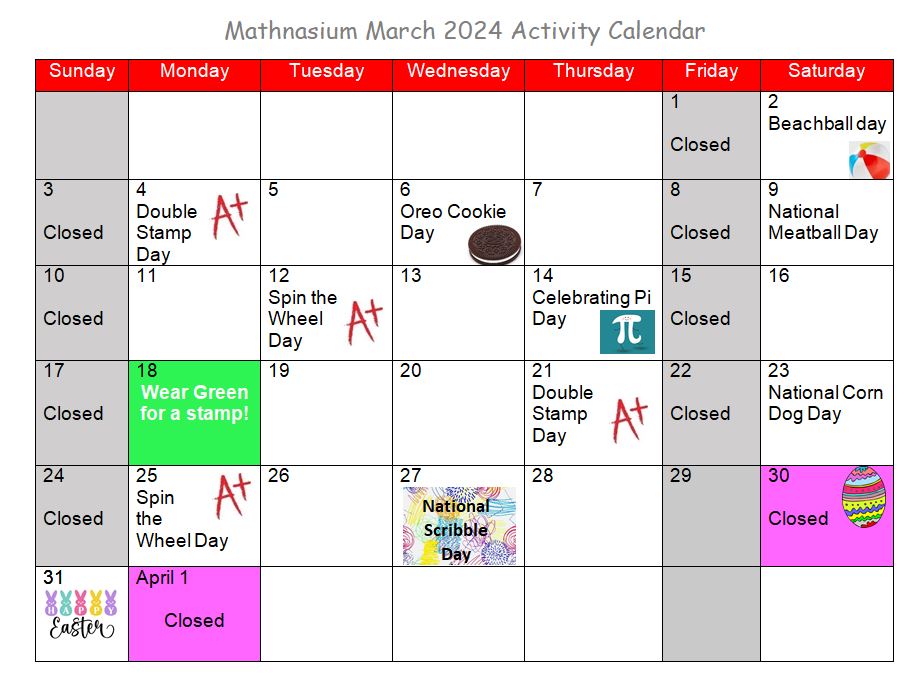 March 2024 Activity Calendar