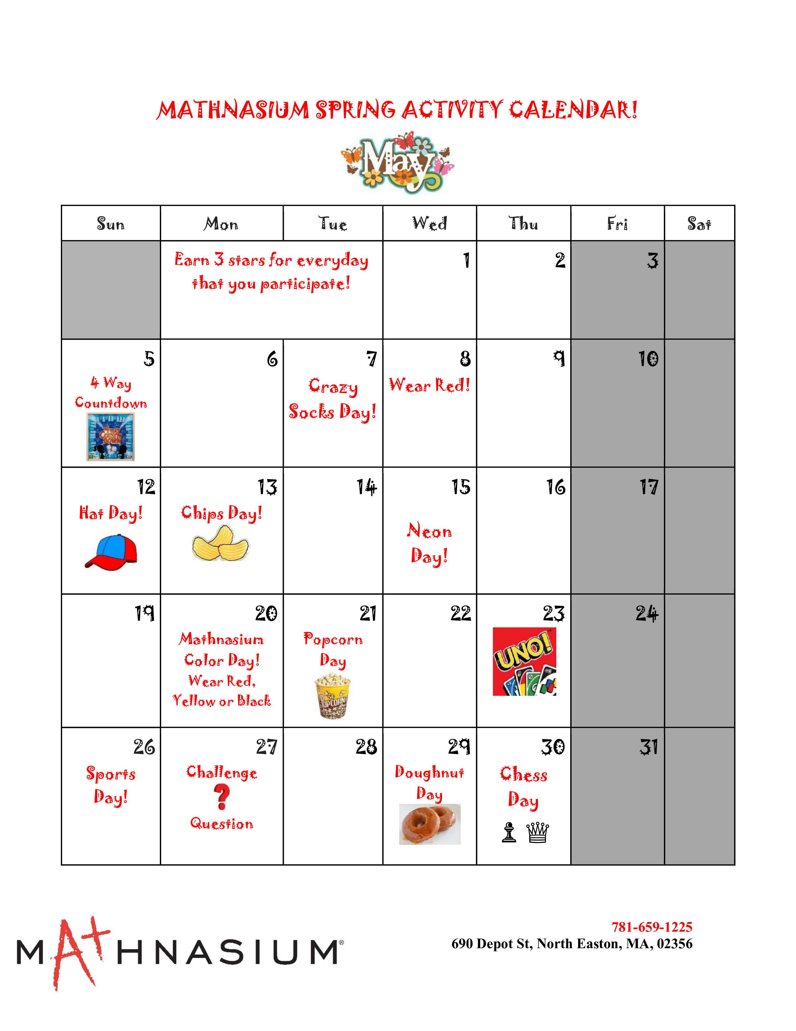May Activities Calendar