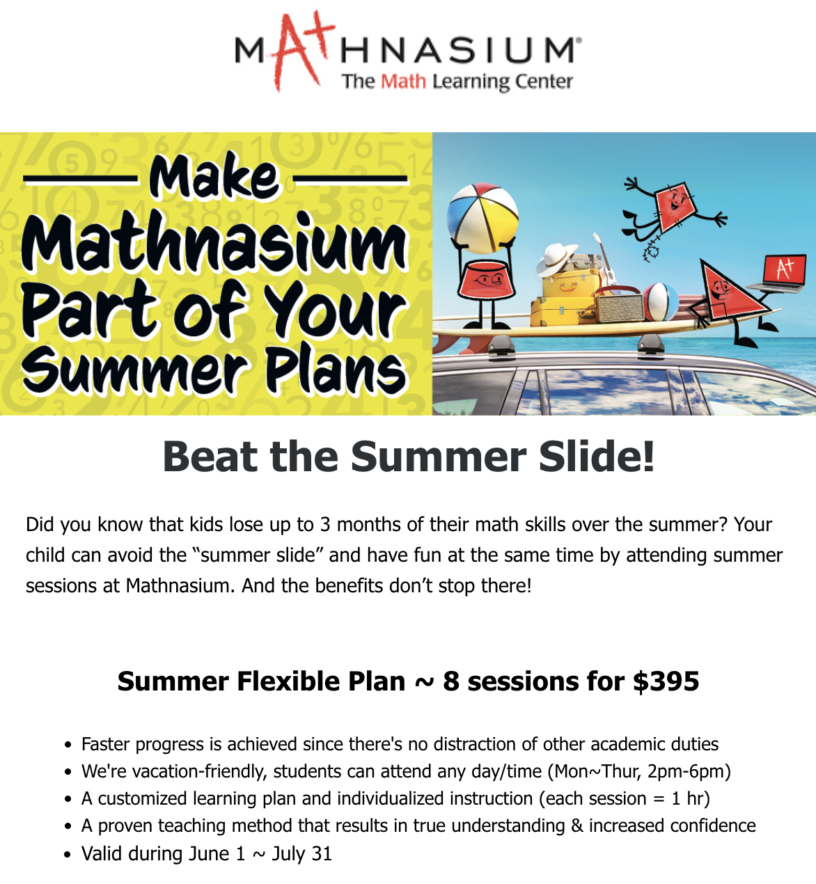 Summer Flexible Plan ~ 8 sessions for $395