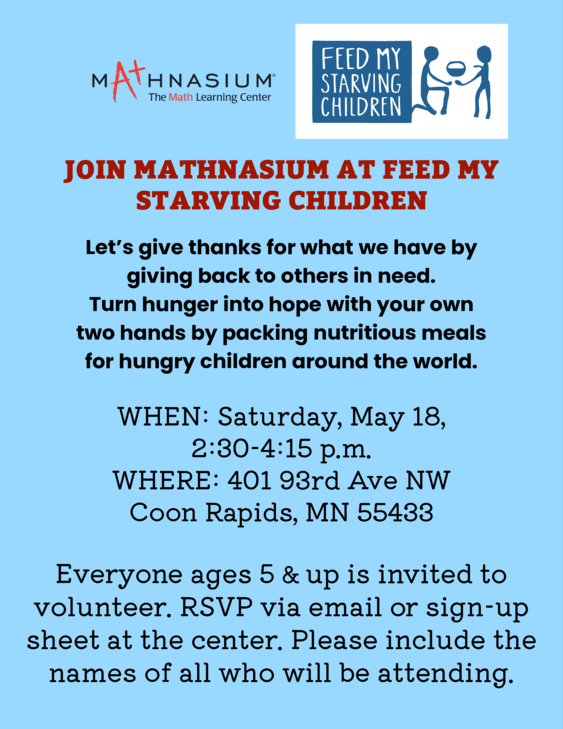Volunteer with Mathnasium at Feed My Starving Children