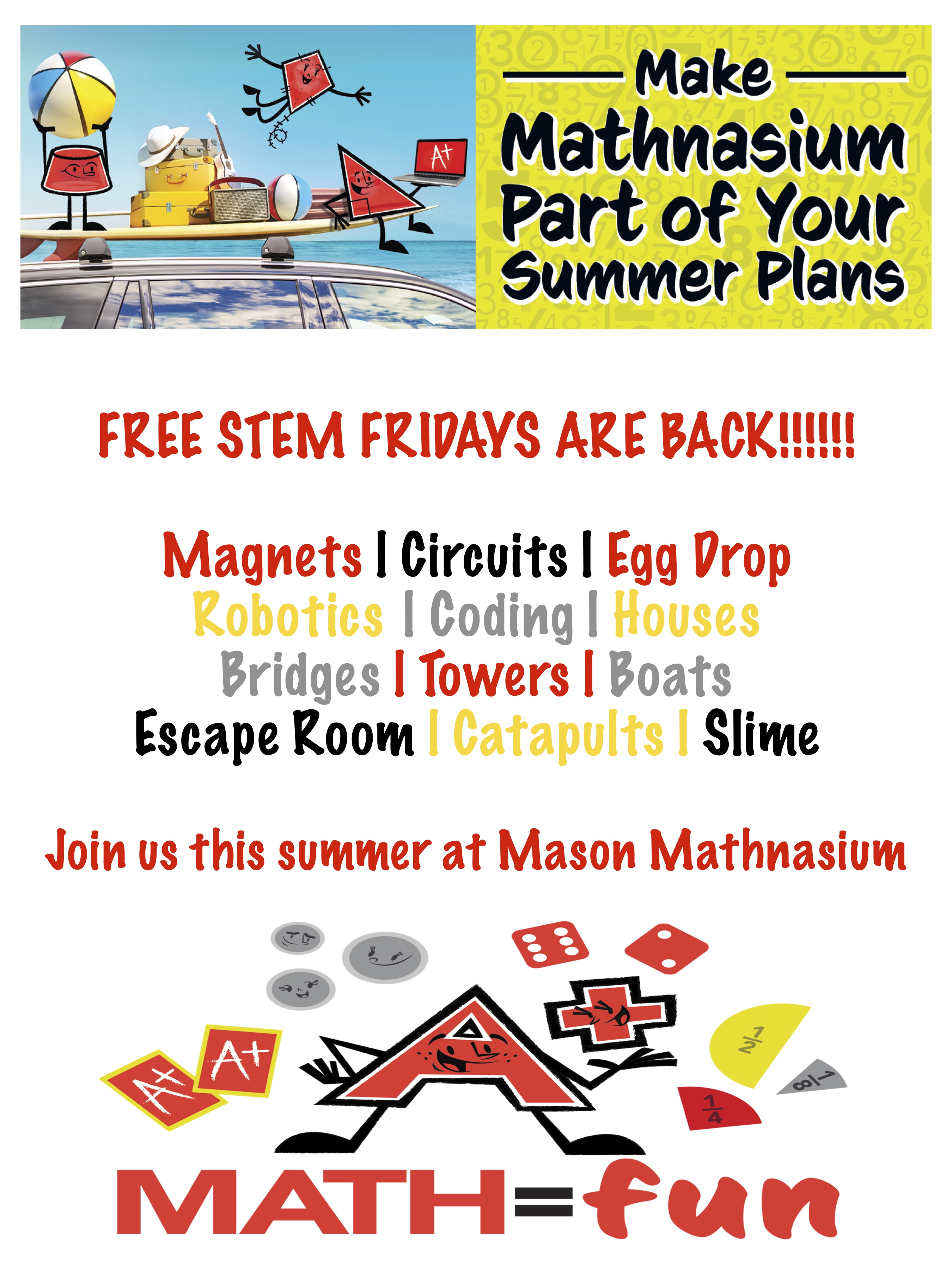 STEM Fridays are Back!!!!!!!  June 7th through August 9th Noon to 1PM