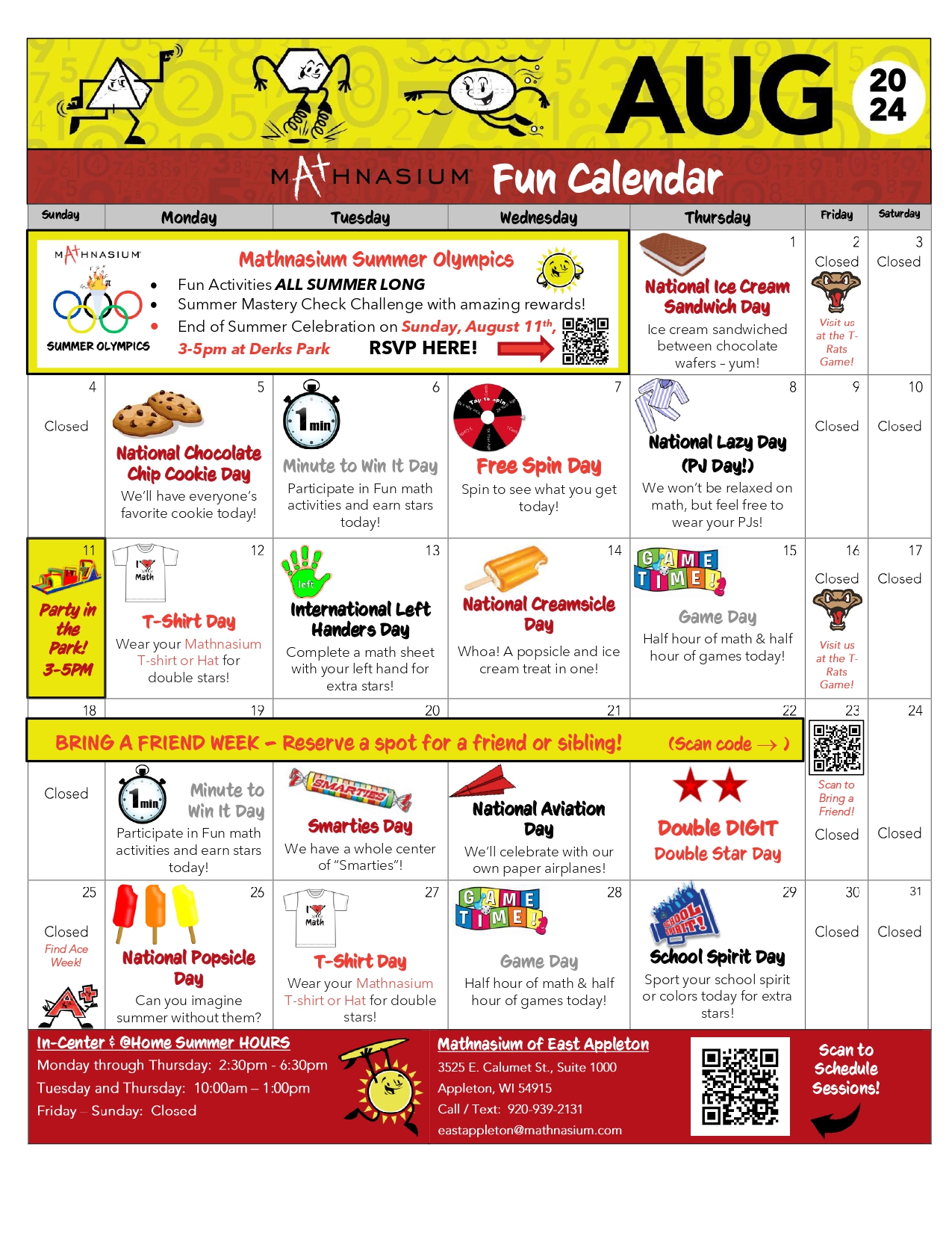 Monthly Fun Calendar - AUGUST