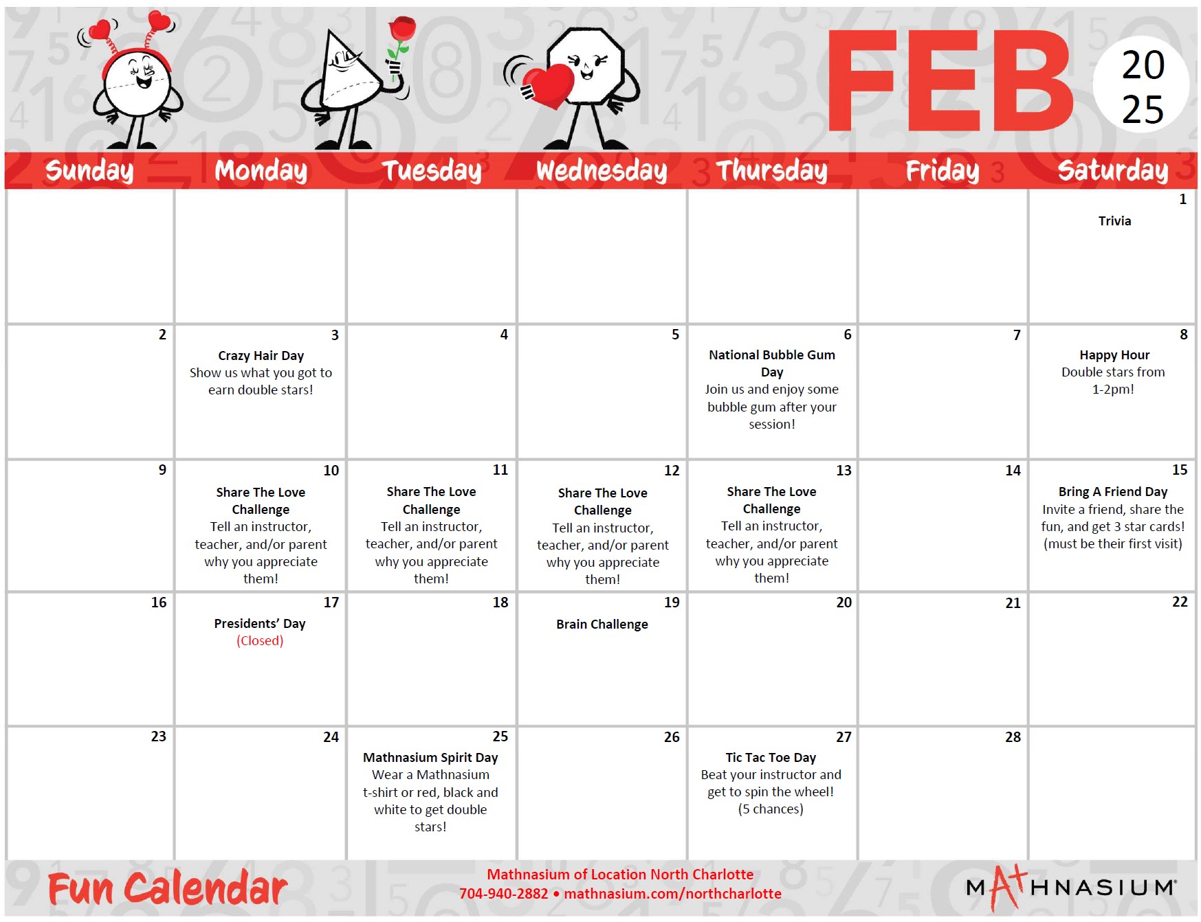 February Special Events Calendar
