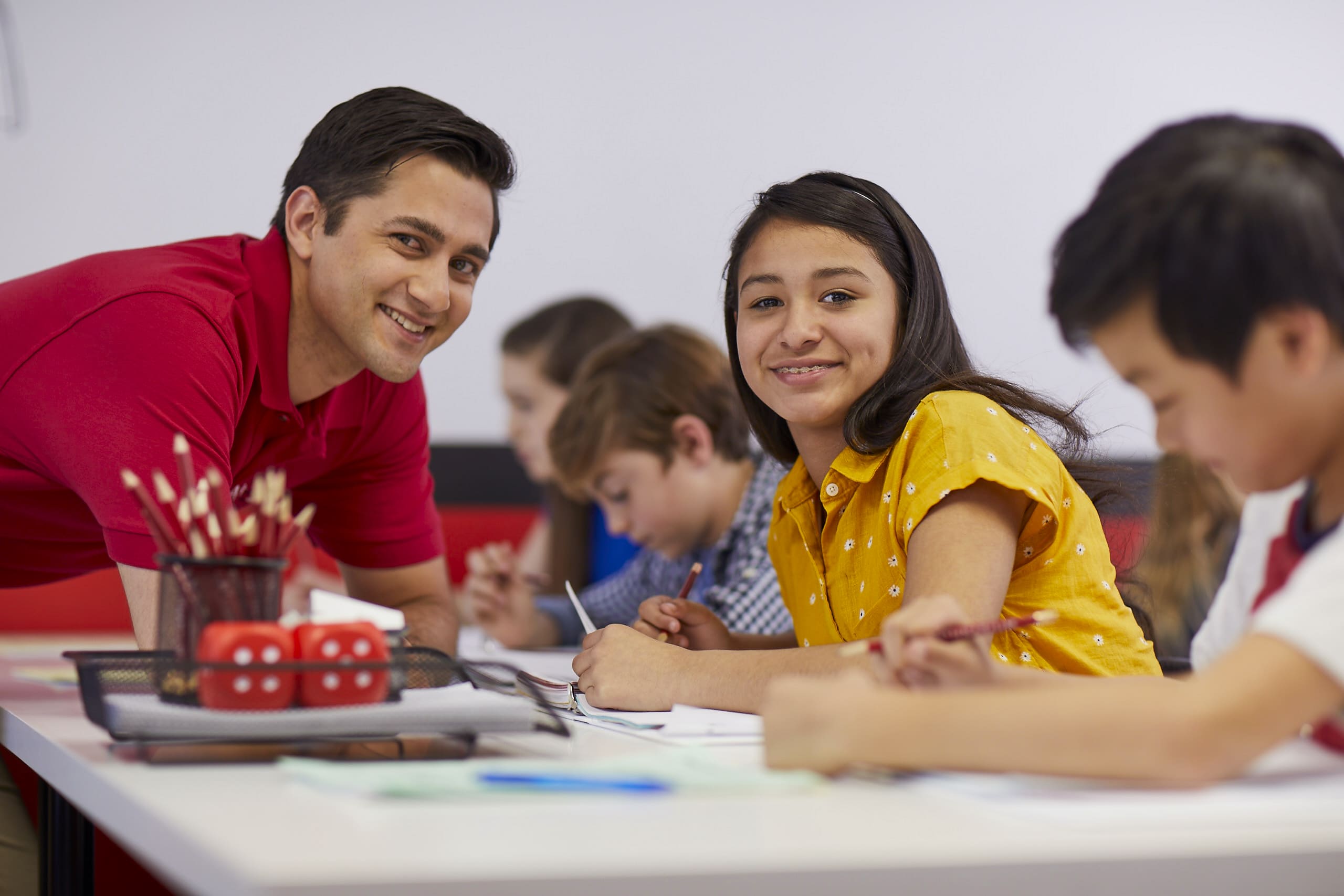 Student working with a math tutor at a math learning center